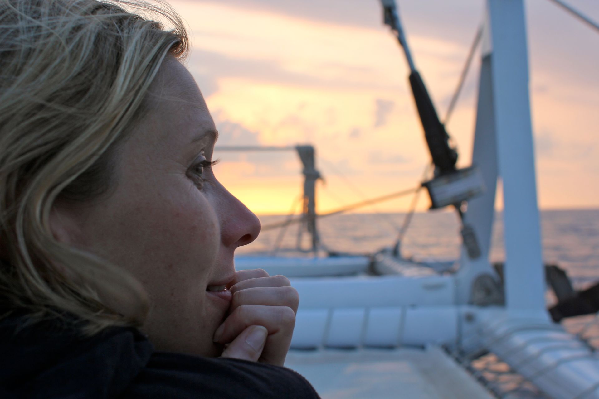 Lesley Sailing at Sunset